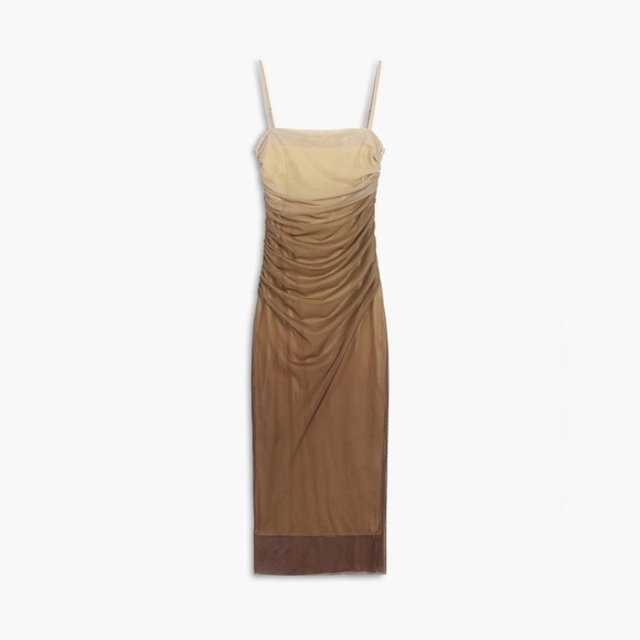 Commense Cappuccino Ombre Mesh Zippered Long Dress - Picture 1 of 4
